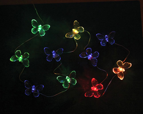 Colourful Solar-Powered Butterfly Fairy Light Set