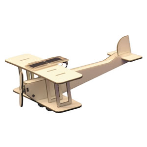 Wooden Model Biplane With Solar-Powered Propeller